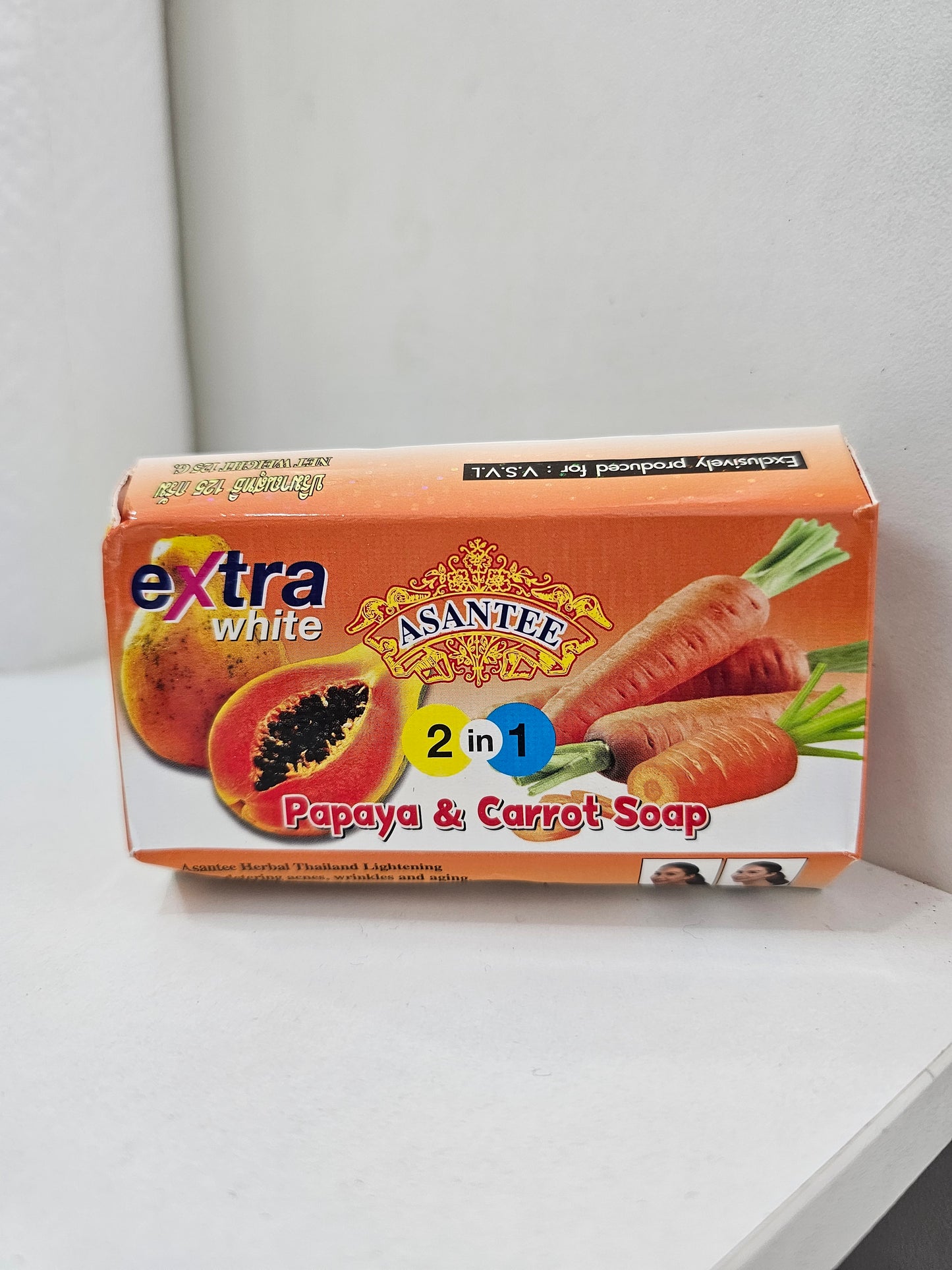 Asantee 2 in 1 Extra White Papaya & Carrot Soap