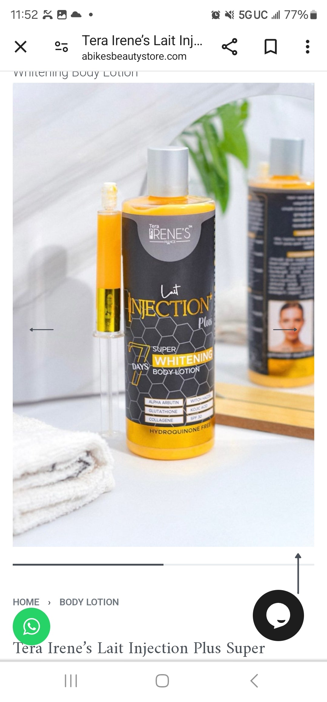 Tera Irene Injection Whitening Lotion