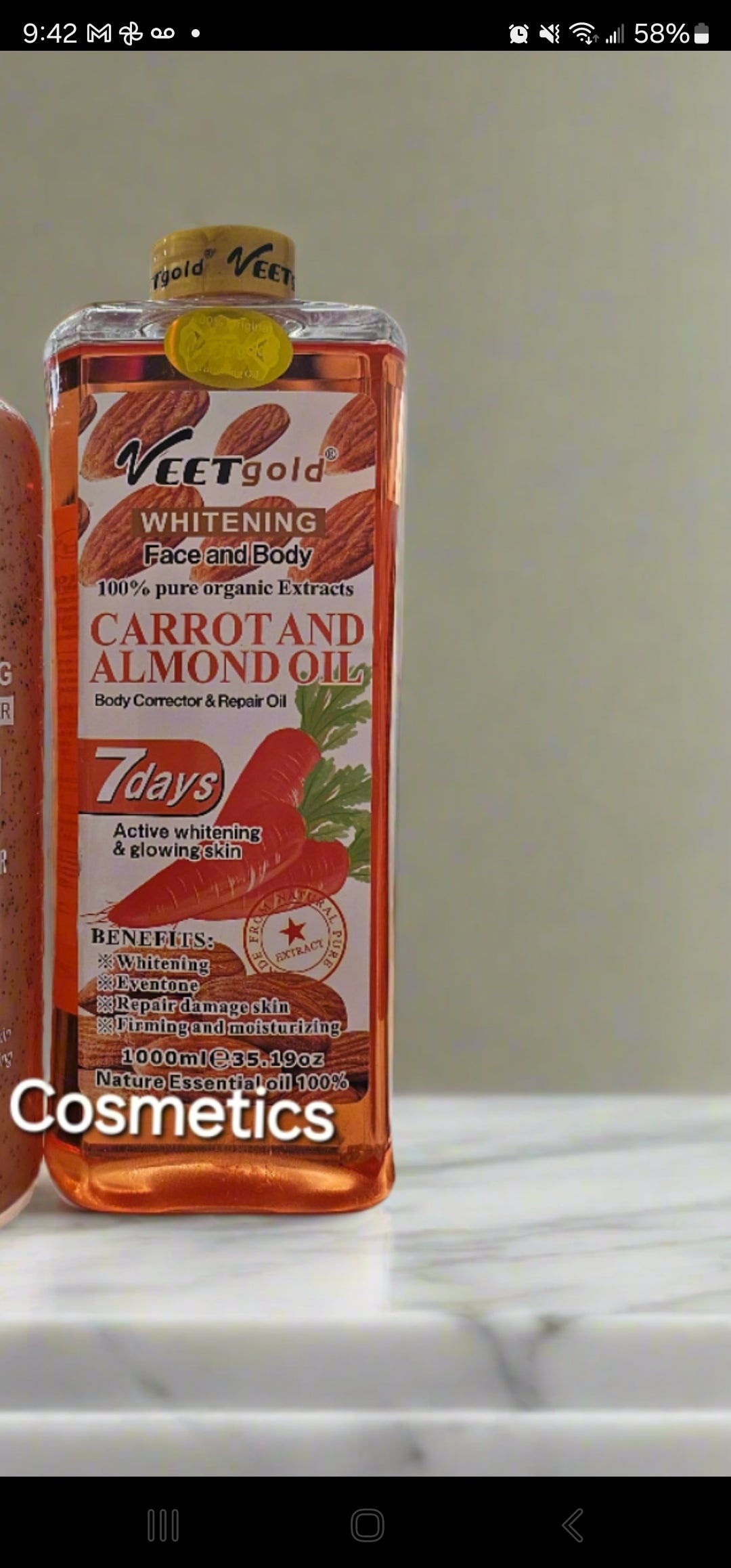 Veet Gold Carrot & Almont Skin Corrector and Ligtening Oil