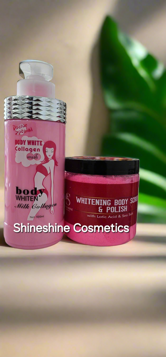 Shineshine Cosmetics Whitening Body Scrub & Body White collagen whitening body wash