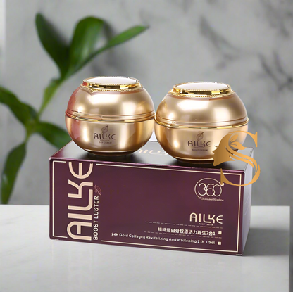 Ailke Boost Luster 24K Gold Collagen Revitalizing & Whitening 2 in 1 Face Cream Set