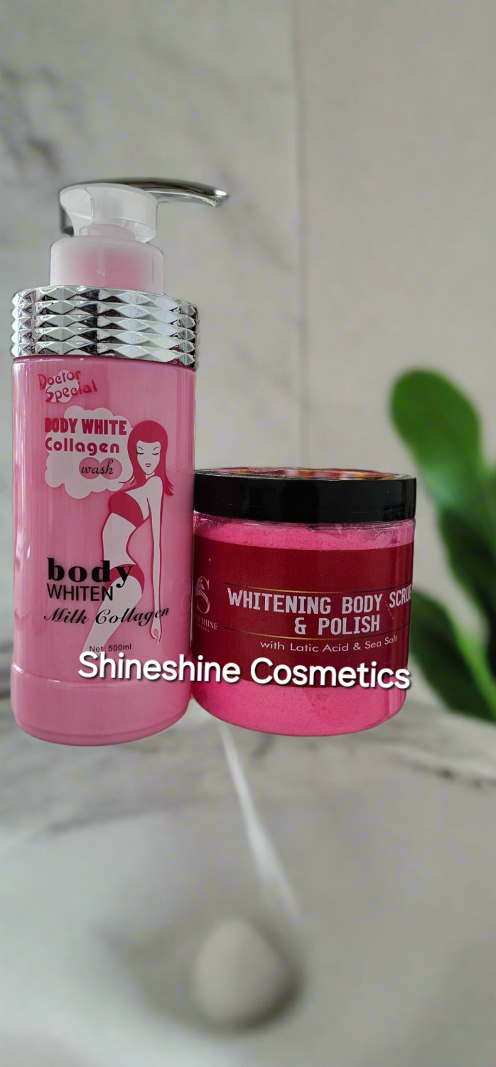 Shineshine Cosmetics Whitening Body Scrub & Body White collagen whitening body wash