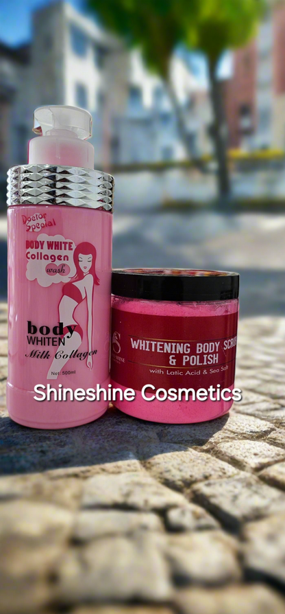 Shineshine Cosmetics Whitening Body Scrub & Body White collagen whitening body wash