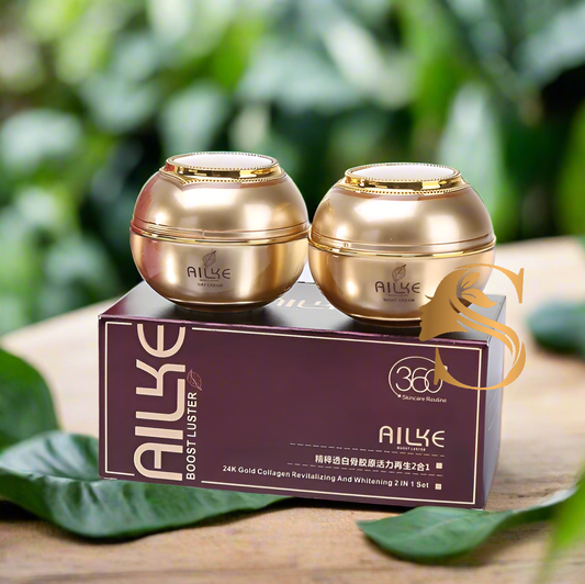 Ailke Boost Luster 24K Gold Collagen Revitalizing & Whitening 2 in 1 Face Cream Set