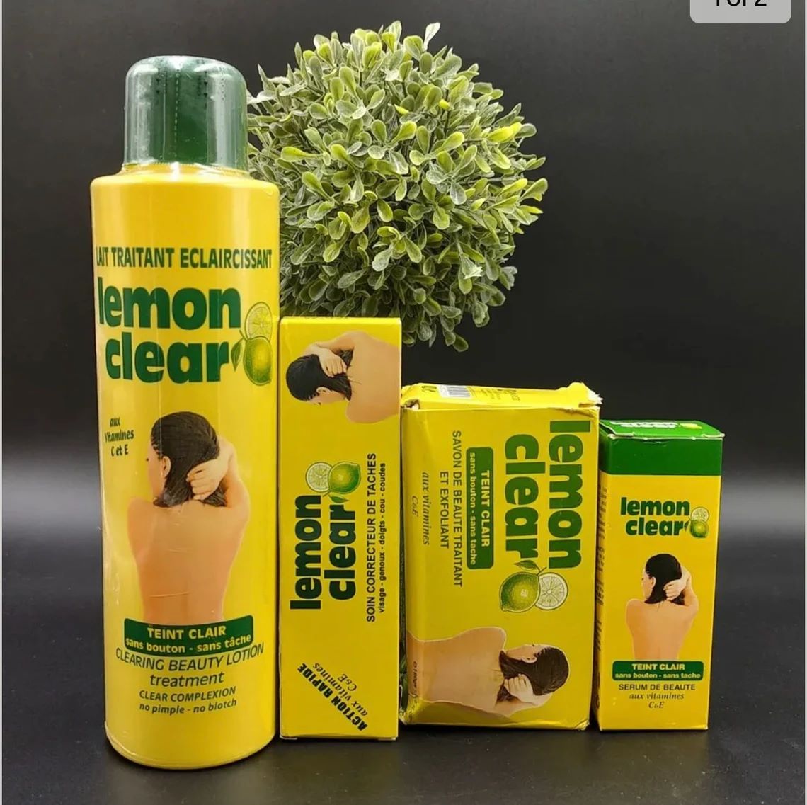 Lemon Clear Set Lotion, tube, soap and srum